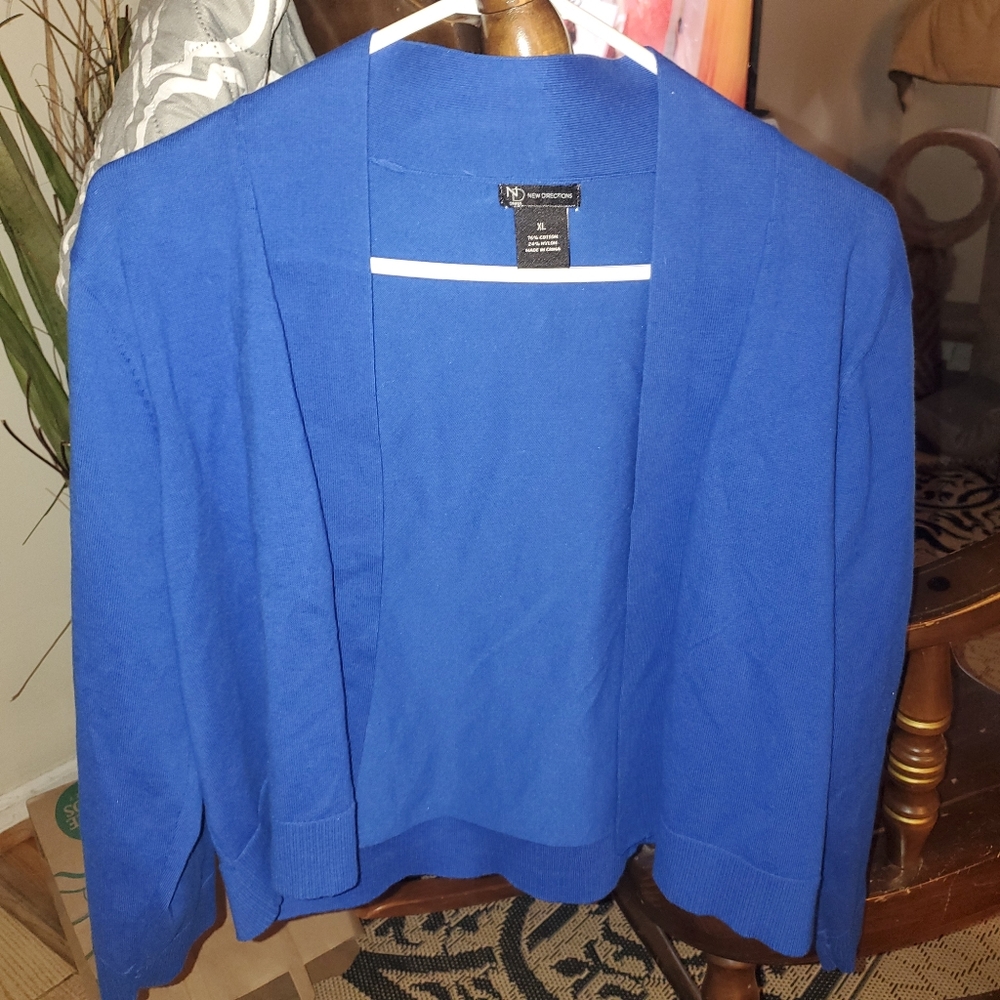 New Directions royal blue jacket sweater 3/4 slv